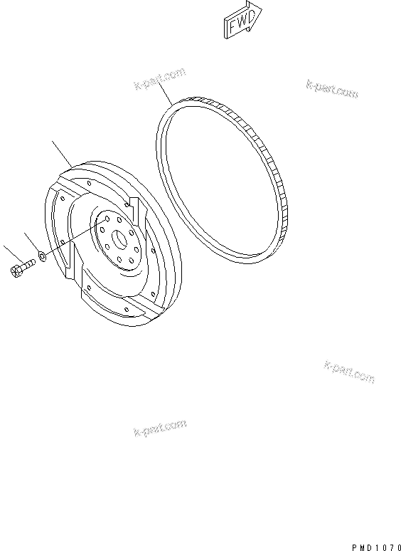 Komatsu parts book diagram for S6D102E-1C-Z S/N 26200929-UP: FLYWHEEL(#26200929-26214541)