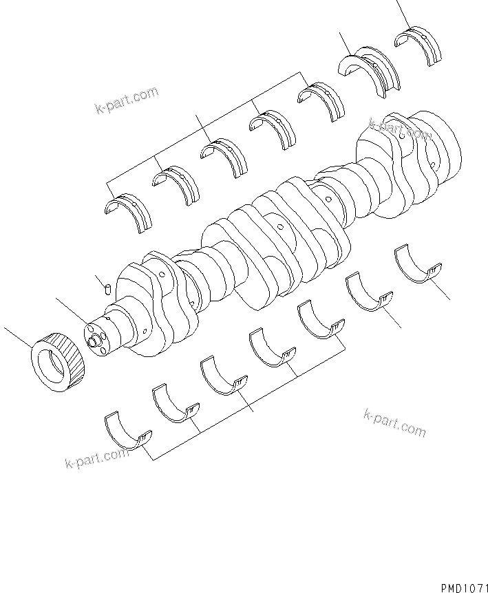 Komatsu parts book diagram for S6D102E-1C-Z S/N 26200929-UP: CRANKSHAFT