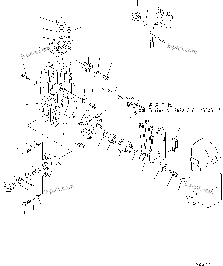 Komatsu parts book diagram for S6D102E-1C-Z S/N 26200929-UP: FUEL INJECTION PUMP (GOVERNOR) (1/2) (INNER PARTS)(#26201318-)