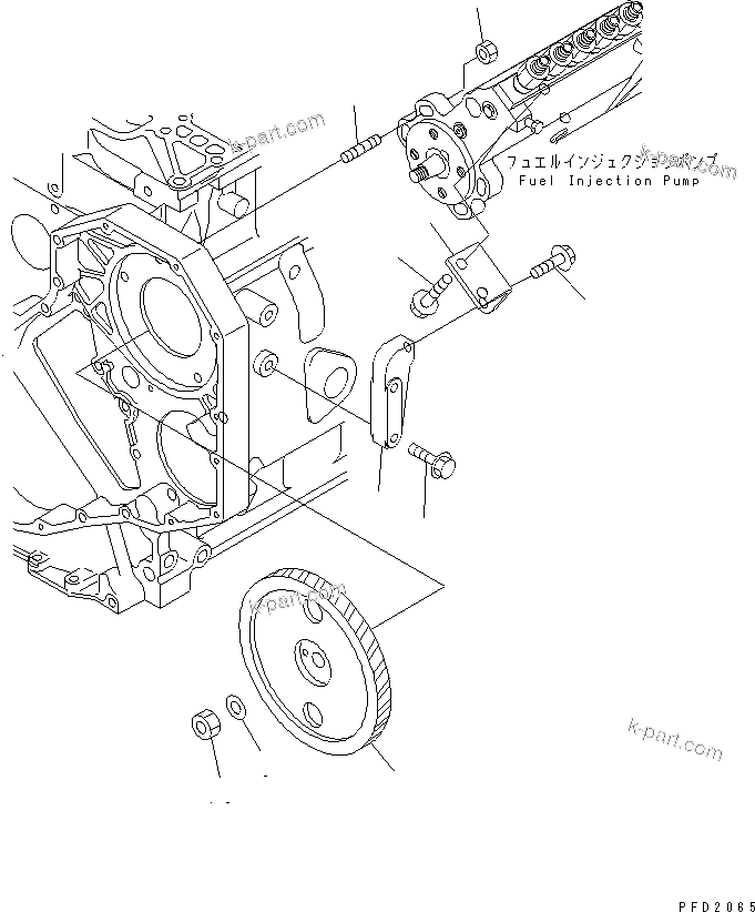 Komatsu parts book diagram for S6D102E-1C-Z S/N 26200929-UP: FUEL INJECTION PUMP MOUNTING AND GEAR(#26200929-26264836)