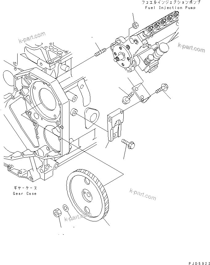 Komatsu parts book diagram for S6D102E-1C-Z S/N 26200929-UP: FUEL INJECTION PUMP MOUNTING AND GEAR(#26264837-)
