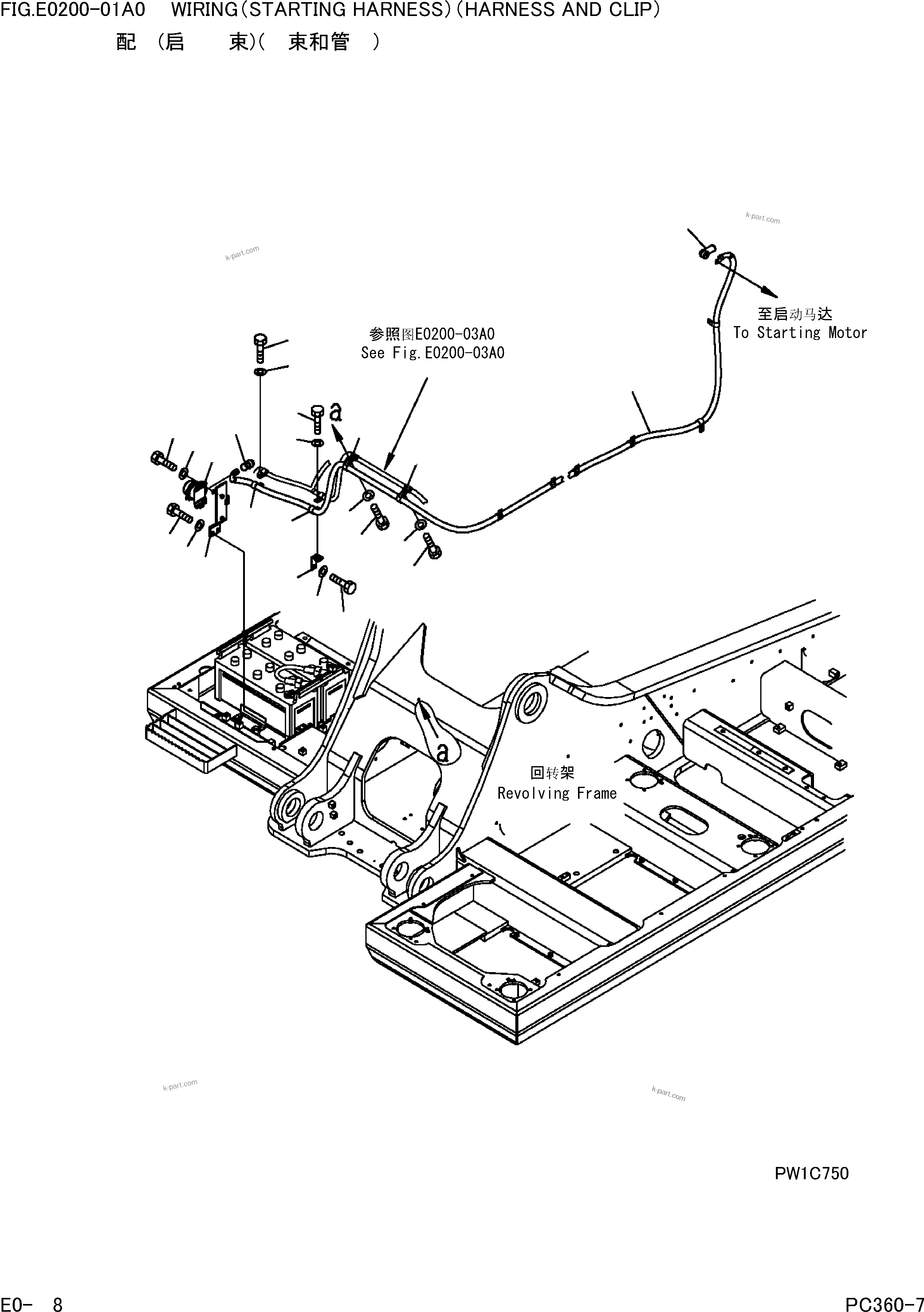 Komatsu parts book diagram for PC360-7 S/N 37715-UP: WIRING(STARTING HARNESS)(HARNESS AND CLIP)