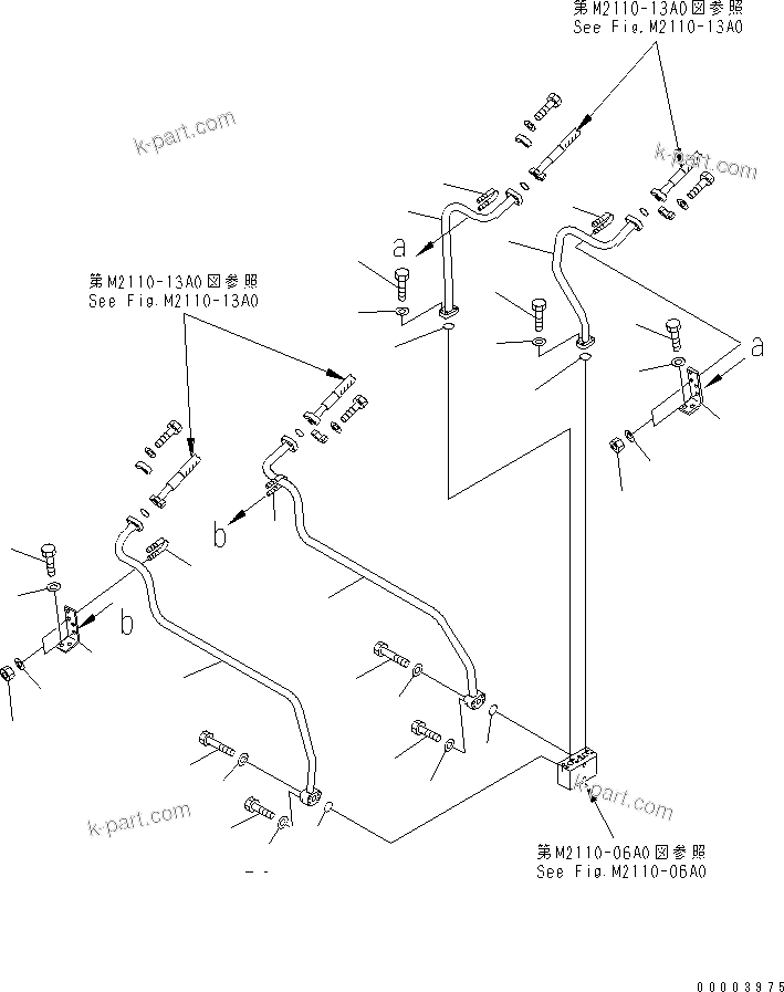 Komatsu parts book diagram for D155A-5 S/N 65001-UP (Extreme Cold Terrain): RADIATOR GUARD (BLADE LIFE PIPING) (BLOCK TO CYLINDER) (COLD WEATHER (B) SPEC.)(#65275-)