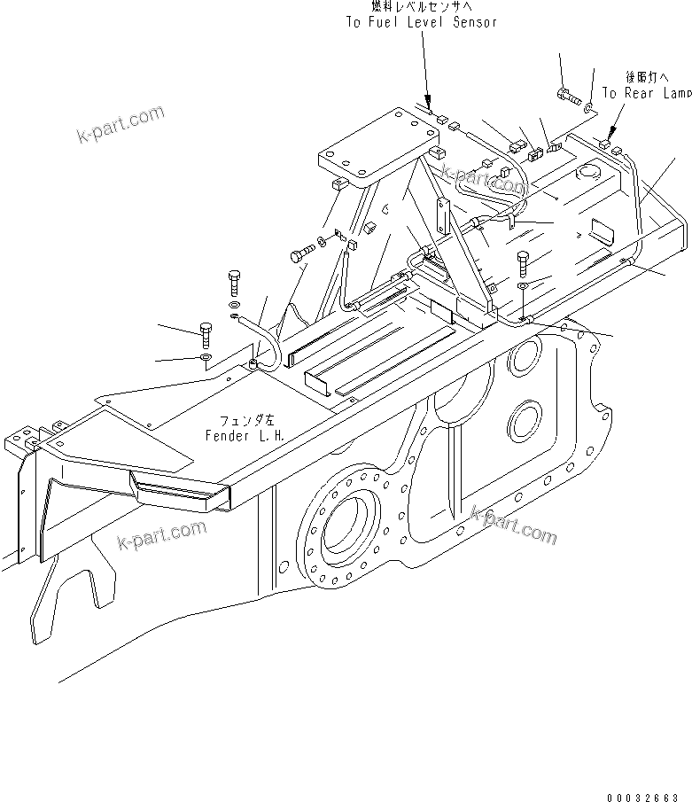Komatsu parts book diagram for D155A-5 S/N 65001-UP (Extreme Cold Terrain): WIRING HARNESS (FENDER) (L.H.) (COLD WEATHER (B) SPEC.)(#65275-)