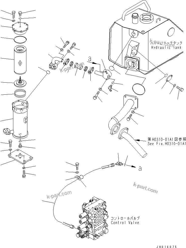 Komatsu parts book diagram for D155A-5 S/N 65001-UP (Extreme Cold Terrain): HYDRAULIC TANK PIPING (COLD WEATHER (B) SPEC.)(#65275-)