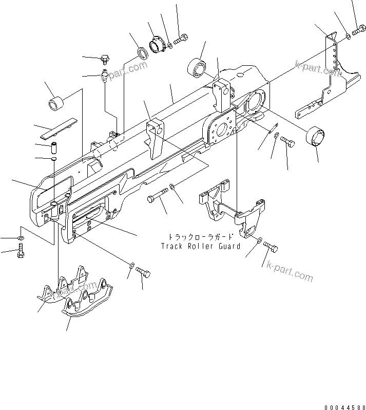 Komatsu parts book diagram for D155A-5 S/N 65001-UP (Extreme Cold Terrain): TRACK FRAME (L.H.) (FULL ROLLER GAURD) (EXTREME COLD AREA -50 DEG C)