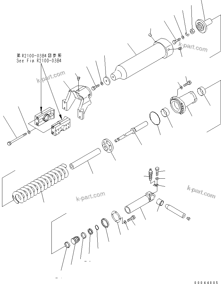 Komatsu parts book diagram for D155A-5 S/N 65001-UP (Extreme Cold Terrain): TRACK FRAME (RECOIL SPRING AND CYLINDER) (L.H.) (COLD WEATHER (B) SPEC.)(#65409-)