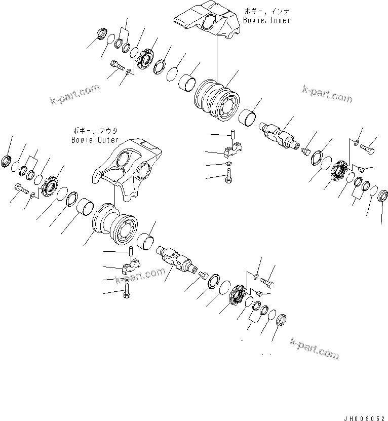 Komatsu parts book diagram for D155A-5 S/N 65001-UP (Extreme Cold Terrain): TRACK FRAME (TRACK ROLLER) (R.H.) (COLD WEATHER (B) SPEC.)(#66504-)