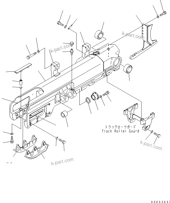 Komatsu parts book diagram for D155A-5 S/N 65001-UP (Extreme Cold Terrain): TRACK FRAME (R.H.) (COLD WEATHER (B) SPEC.)(#65275-65408)