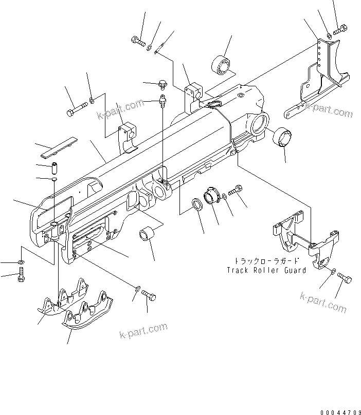 Komatsu parts book diagram for D155A-5 S/N 65001-UP (Extreme Cold Terrain): TRACK FRAME (R.H.) (FULL ROLLER GUARD) (EXTREME COLD AREA -50 DEG C)
