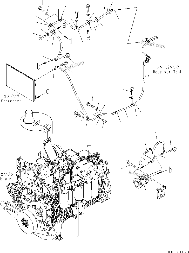 Komatsu parts book diagram for D155A-6 S/N 85001-85076: AIR COMPRESSOR (COMPRESSOR AND HOSE)(#85001-)