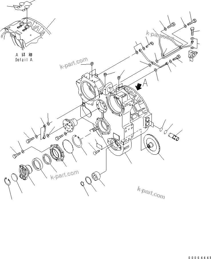 Komatsu parts book diagram for D155A-6 S/N 85001-85076: TORQUE CONVERTER (CASE)(#85001-)