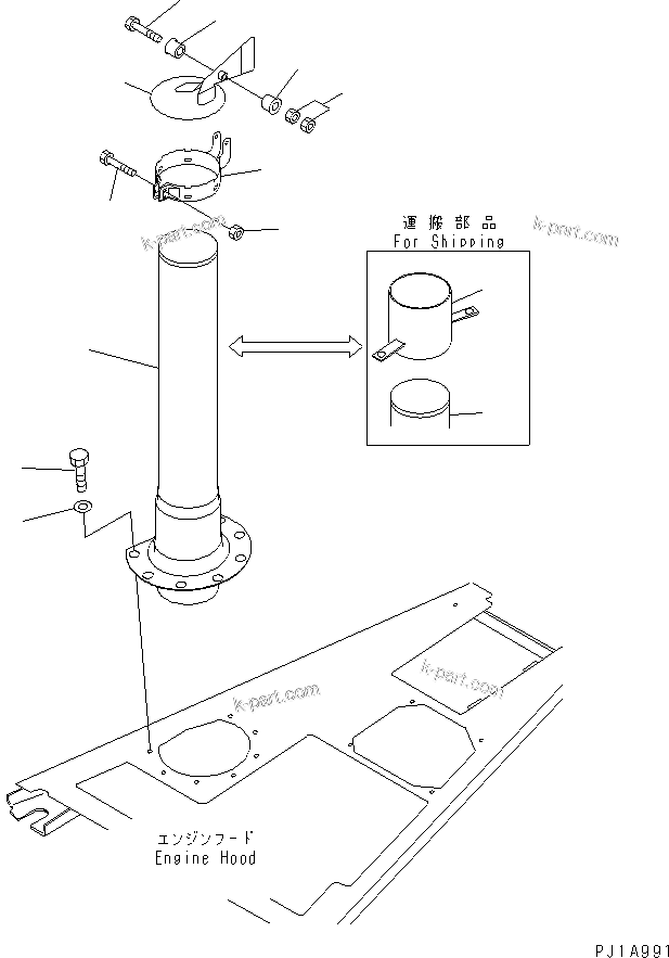Komatsu parts book diagram for D155AX-6 S/N 80001-81027 (ecot3): EXHAUST PIPE(#80001-)