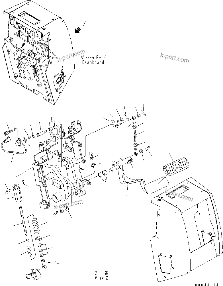 Komatsu parts book diagram for D155AX-6 S/N 80001-81027 (ecot3): DASHBOARD (PEDAL CONTROL) (2/3)(#80001-)
