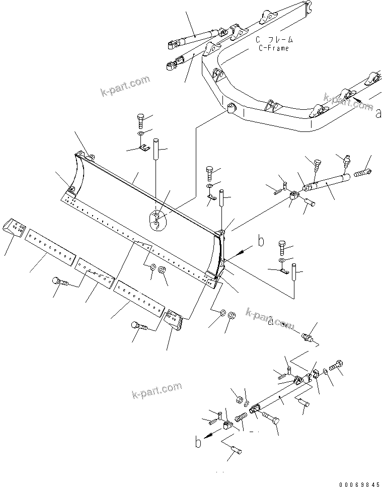 Komatsu parts book diagram for D155AX-6 S/N 80001-81027 (ecot3): ANGLE BLADE(#80001-)