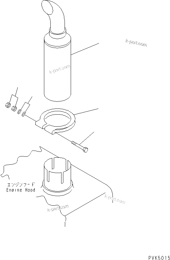 Komatsu parts book diagram for D20PLL-8 S/N 63001-UP: EXHAUST PIPE