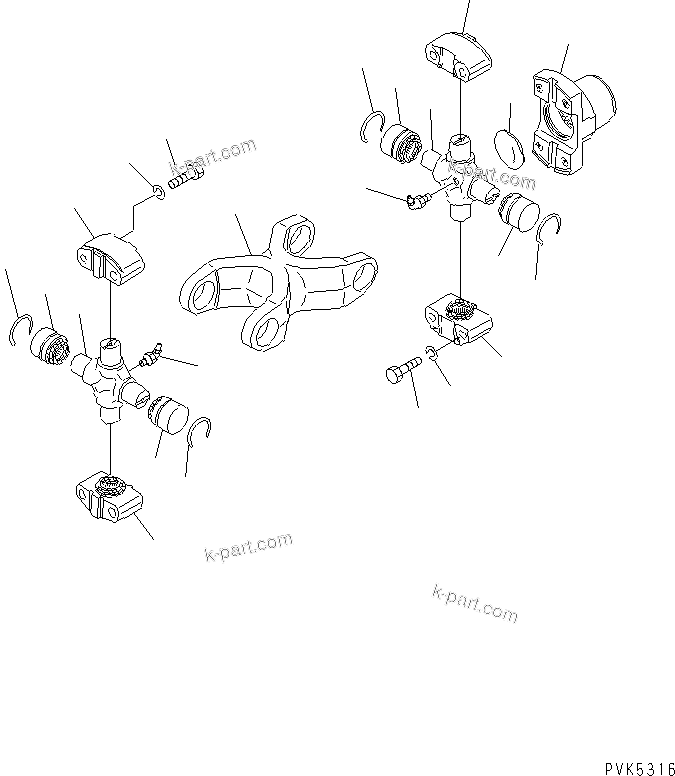 Komatsu parts book diagram for D20PLL-8 S/N 63001-UP: UNIVERSAL JOINT