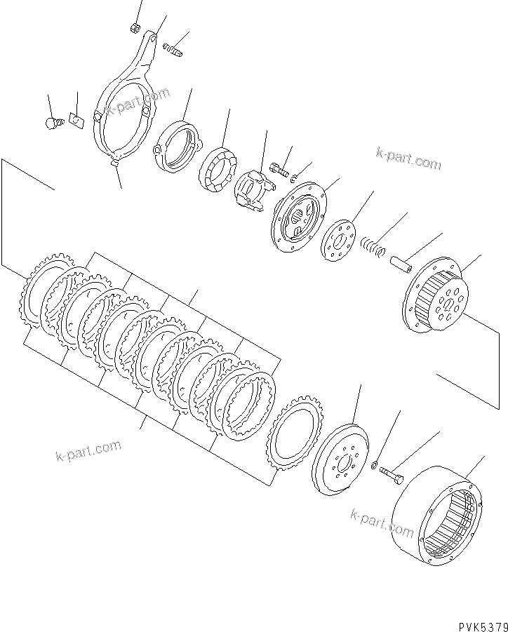 Komatsu parts book diagram for D20PLL-8 S/N 63001-UP: STEERING CLUTCH