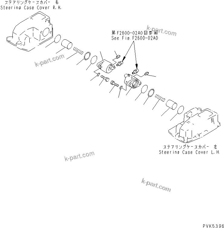Komatsu parts book diagram for D20PLL-8 S/N 63001-UP: STEERING CYLINDER (FOR MONO LEVER STEERING)