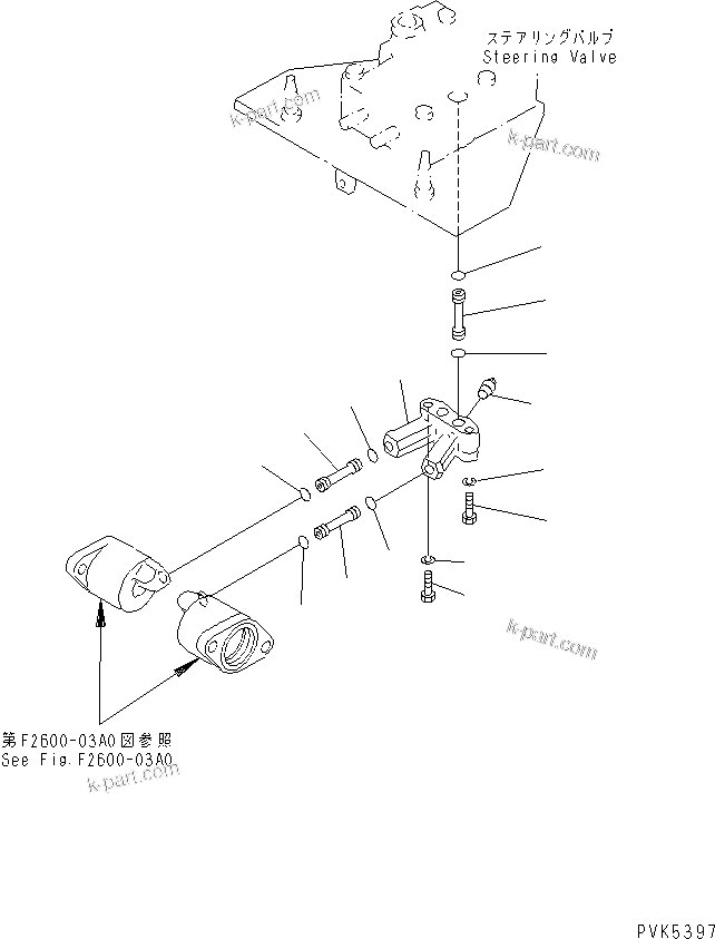 Komatsu parts book diagram for D20PLL-8 S/N 63001-UP: STEERING VALVE ADAPTER (FOR 2 LEVERS STEERING)