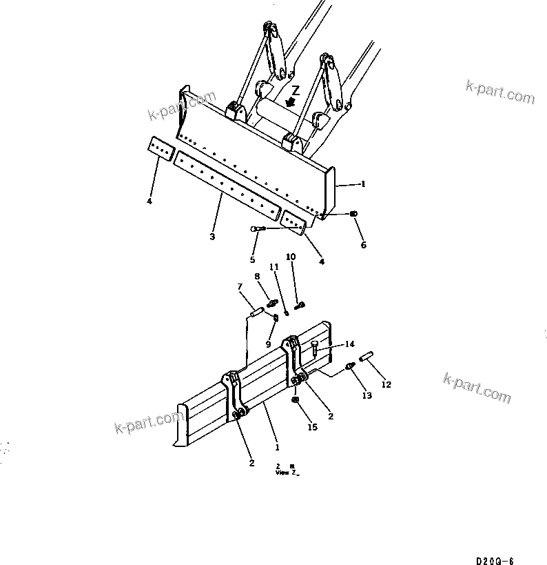 Komatsu parts book diagram for D20QG-6 S/N 60001-UP: STRAIGHT DOZER