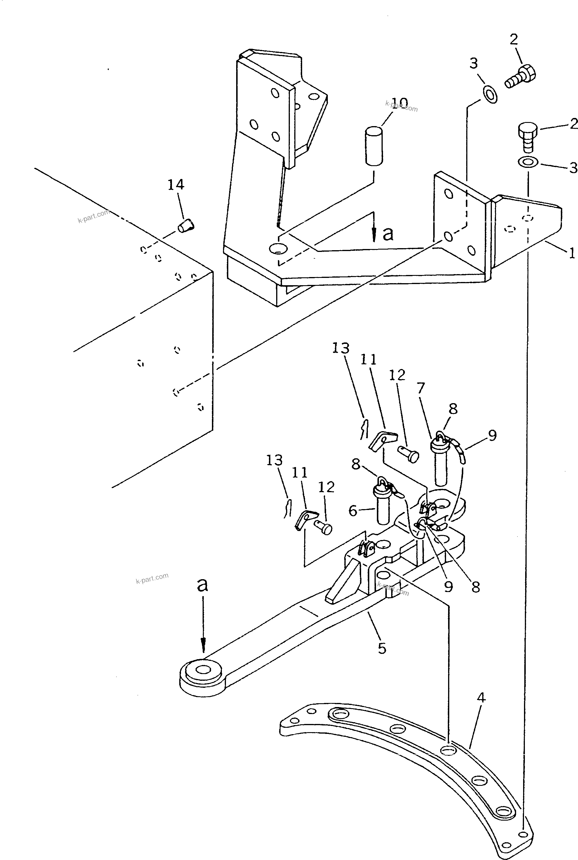 Komatsu parts book diagram for D20QG-6 S/N 60001-UP: SWING DRAWBAR