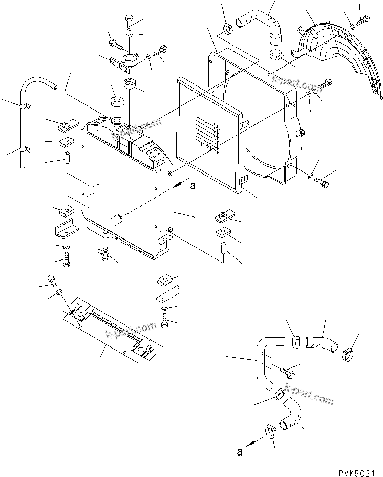 Komatsu parts book diagram for D21A-7T S/N 78604-UP (Trimming Dozer (m/c)): COOLING RADIATOR (WITH SANDY DUSTY PROTECTION GRID)