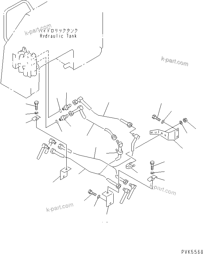 Komatsu parts book diagram for D21A-7T S/N 78604-UP (Trimming Dozer (m/c)): HYDRAULIC PIPING (TILT CYLINDER LINE) (CHASSIS SIDE)