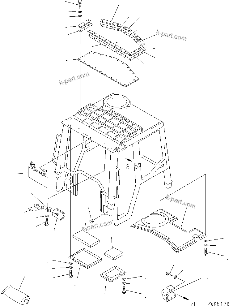 Komatsu parts book diagram for D21A-7T S/N 78604-UP (Trimming Dozer (m/c)): STEEL CAB (SUN ROOF AND ACCESSORY) (FOR RUSSIAN)