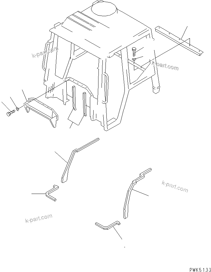Komatsu parts book diagram for D21A-7T S/N 78604-UP (Trimming Dozer (m/c)): STEEL CAB (BODY SEAL) (FOR RUSSIAN)