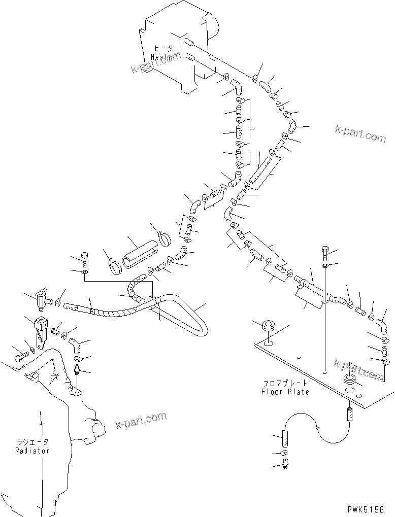 Komatsu parts book diagram for D21A-7T S/N 78604-UP (Trimming Dozer (m/c)): CAR HEATER (HEATER PIPING) (FOR RUSSIAN)