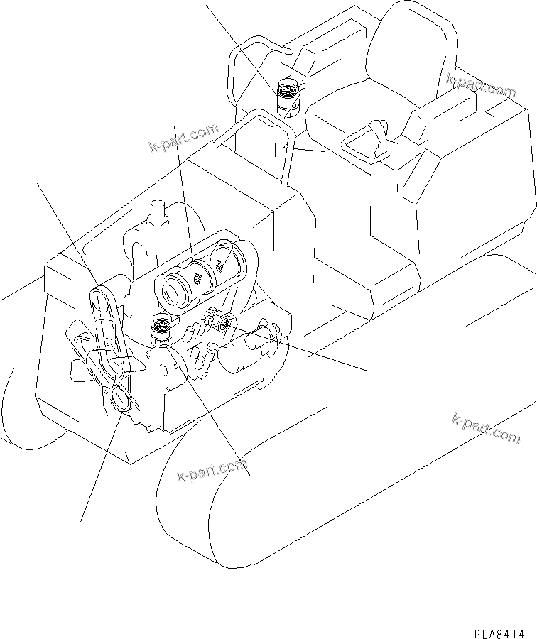Komatsu parts book diagram for D21AG-7 S/N 75001-78603: ELEMENT AND V-BELT