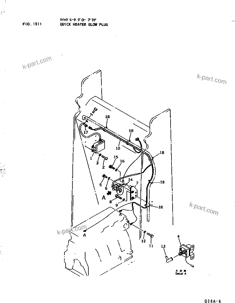 Komatsu parts book diagram for D21P-6 S/N 60001-UP (Straight Tilt Dozer): QUICK HEATER GLOW PLUG