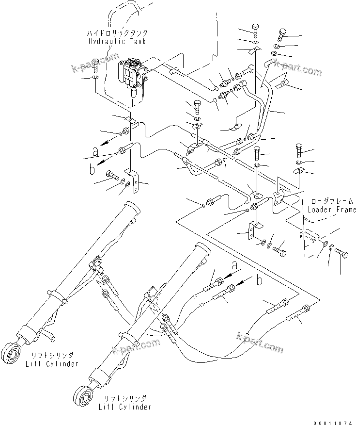 Komatsu parts book diagram for D21PL-8 S/N 63001-UP: LIFT CYLINDER LINE