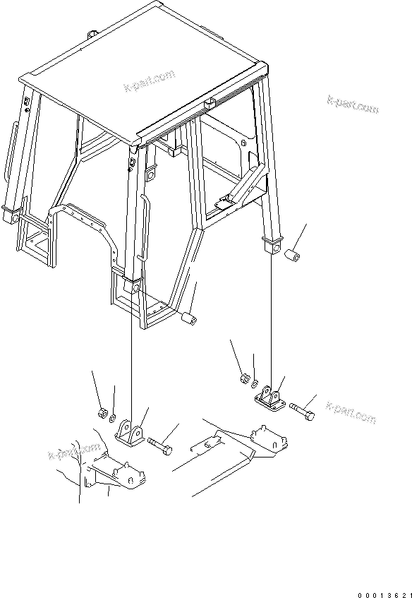 Komatsu parts book diagram for D21PL-8 S/N 63001-UP: ROPS CAB (MOUNT CUSHION)