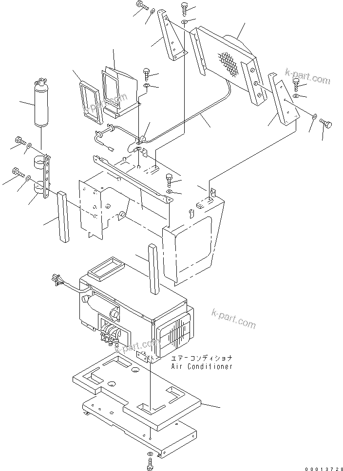 Komatsu parts book diagram for D21PL-8 S/N 63001-UP: AIR CONDITIONER (CONDENSOR AND MOUNTING)