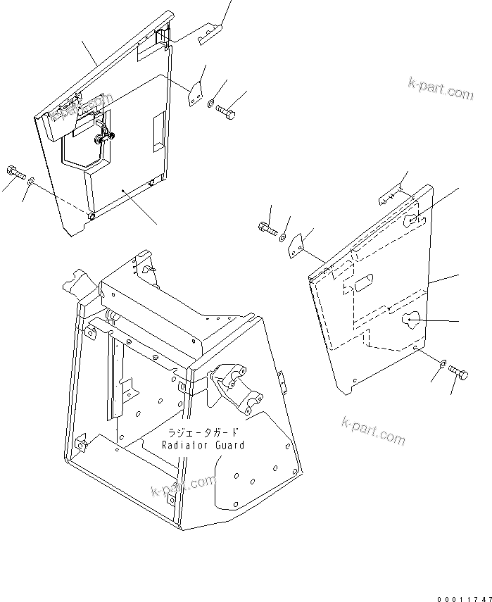 Komatsu parts book diagram for D21PL-8 S/N 63001-UP: ENGINE SIDE COVER (FOR JAPAN DYNAMIC NOISE)