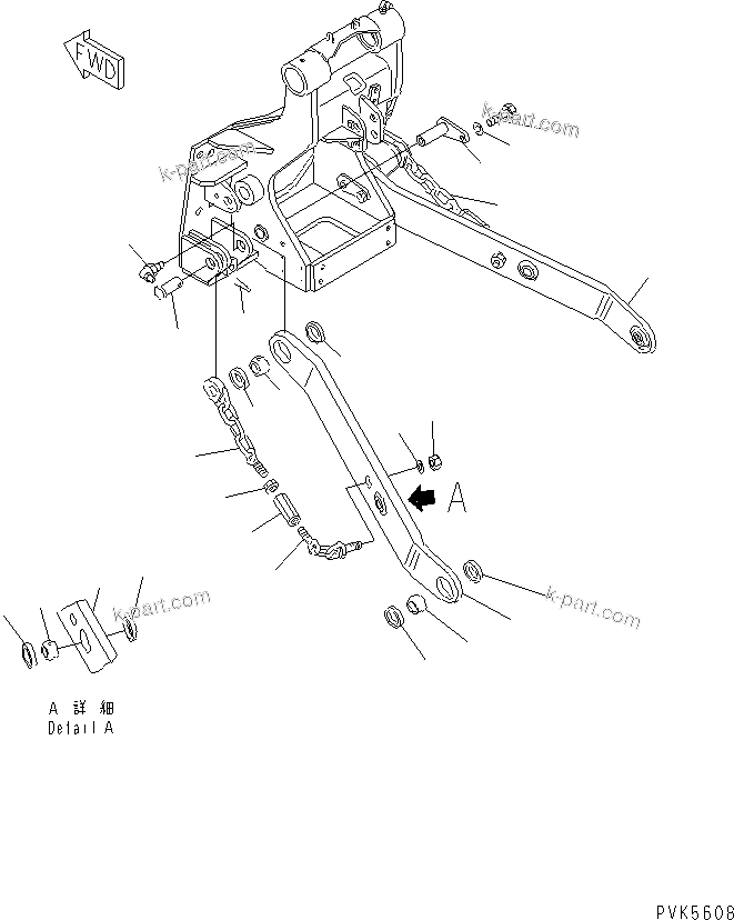 Komatsu parts book diagram for D21PL-8 S/N 63001-UP: 3-POINT HITCH (LOWER LINK)