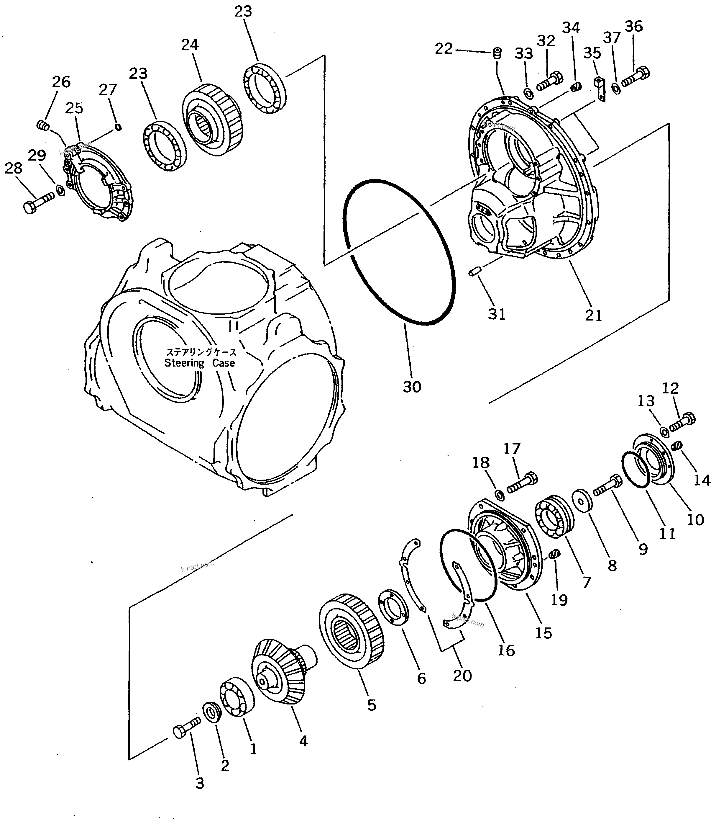 Komatsu parts book diagram for D275A-2 S/N 10001-UP (-50cent. Spec.): TRANSFER AND PINION (COLD WEATHER (B) SPEC.)
