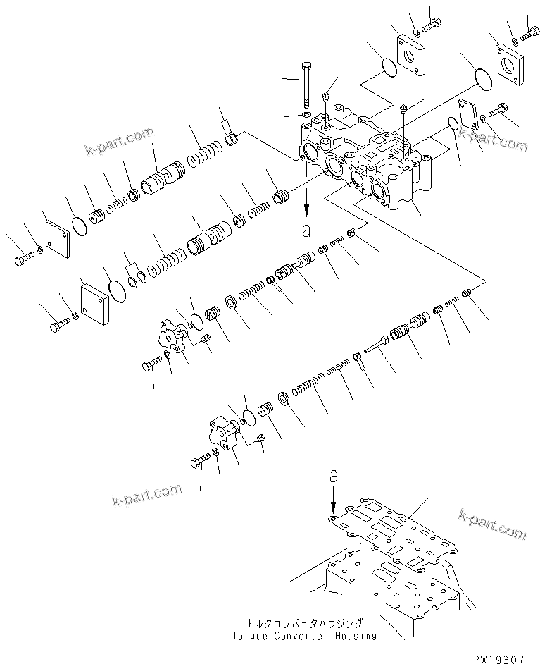 Komatsu parts book diagram for D275A-2 S/N 10001-UP (-50cent. Spec.): TORQUE CONVERTER VALVE (1/2) (COLD WEATHER (B) SPEC.)