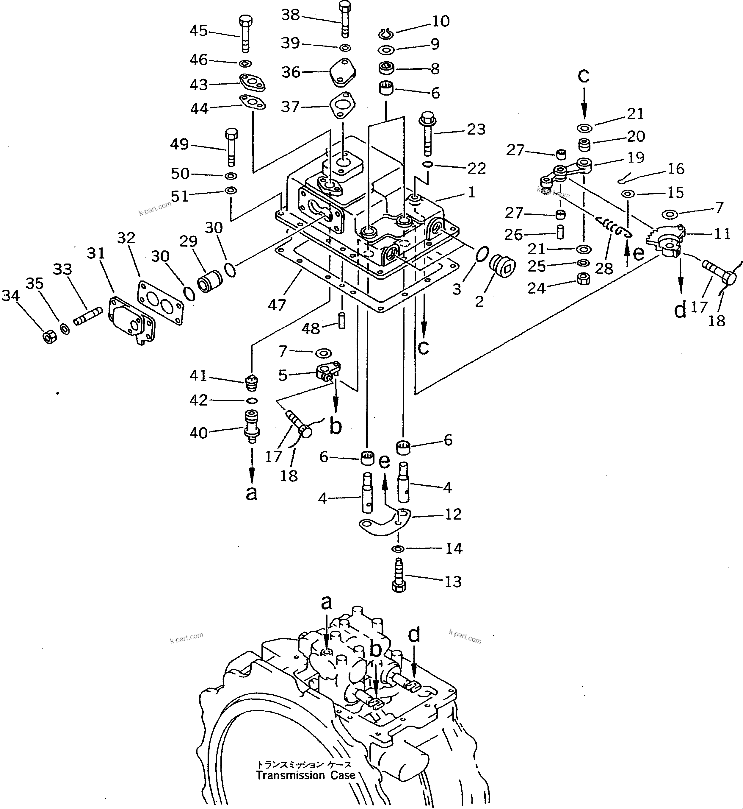 Komatsu parts book diagram for D275A-2 S/N 10001-UP (-50cent. Spec.): TRANSMISSION VALVE COVER (COLD WEATHER (B) SPEC.)