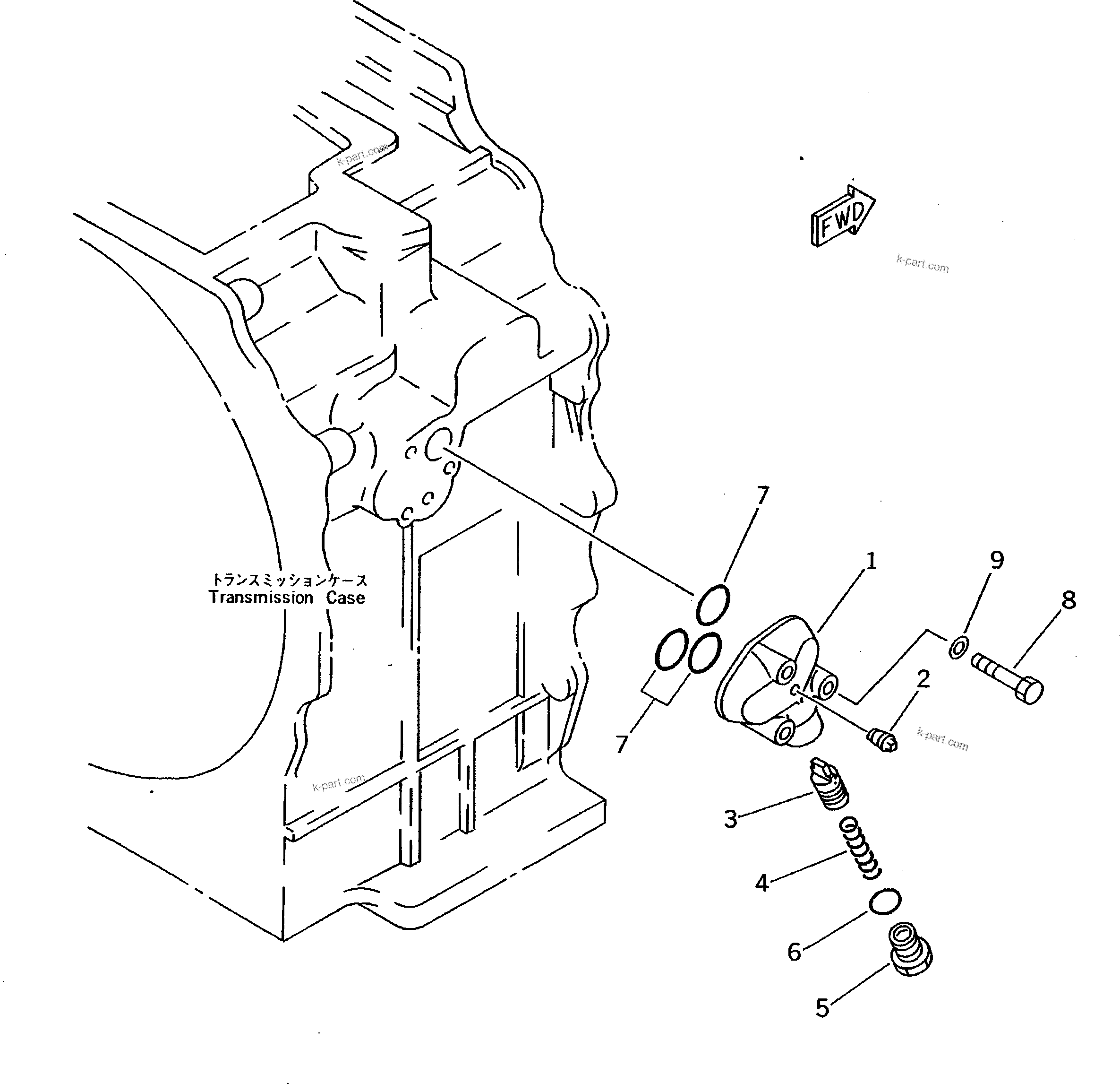 Komatsu parts book diagram for D275A-2 S/N 10001-UP (-50cent. Spec.): TRANSMISSION LUBRICATION VALVE (COLD WEATHER (B) SPEC.)