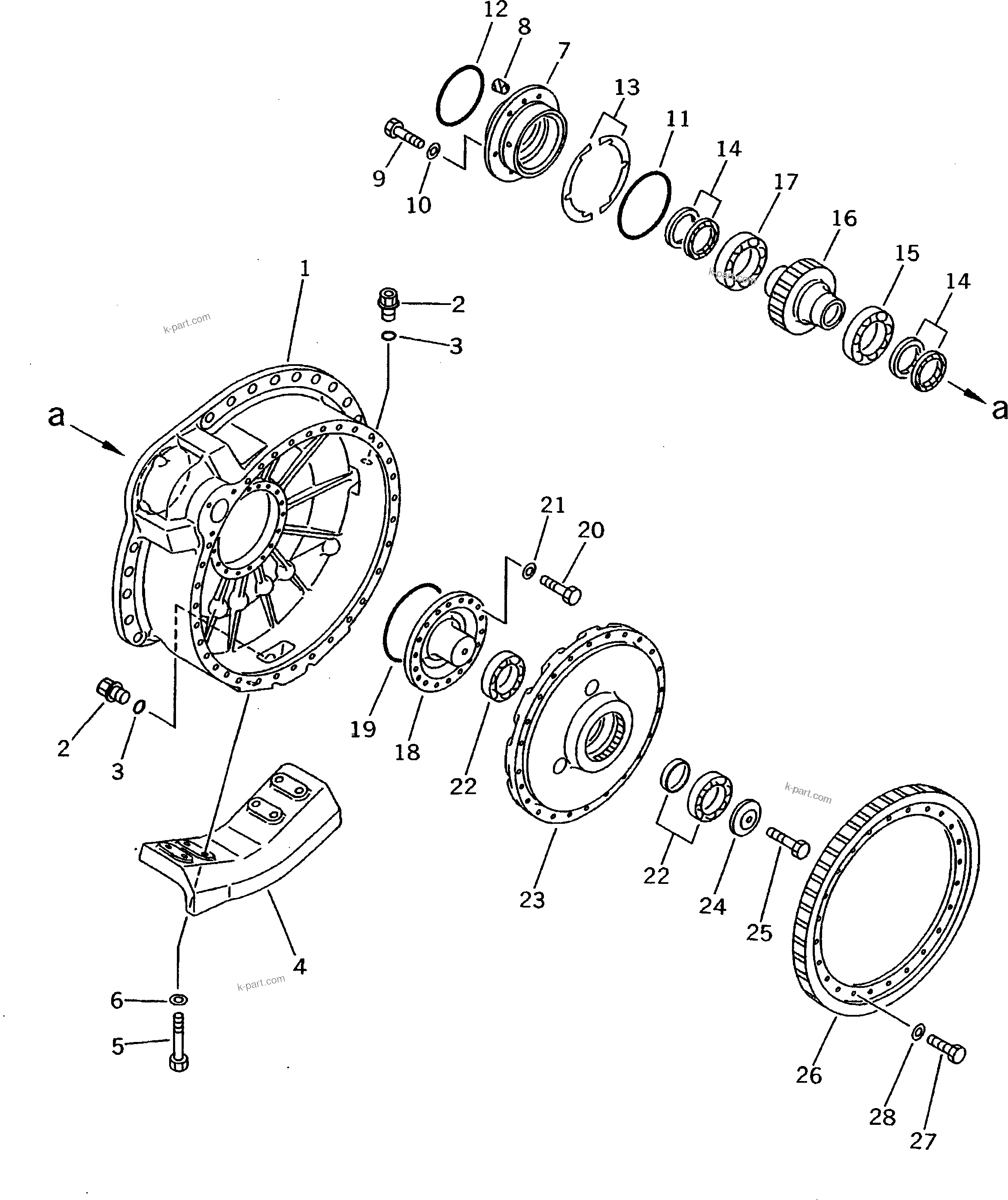 Komatsu parts book diagram for D275A-2 S/N 10001-UP (-50cent. Spec.): FINAL DRIVE (2/4) L.H. (COLD WEATHER (B) SPEC.)