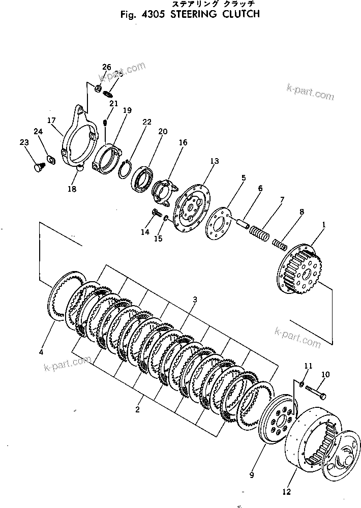 Komatsu parts book diagram for D31A-17 S/N 32001-UP: STEERING CLUTCH