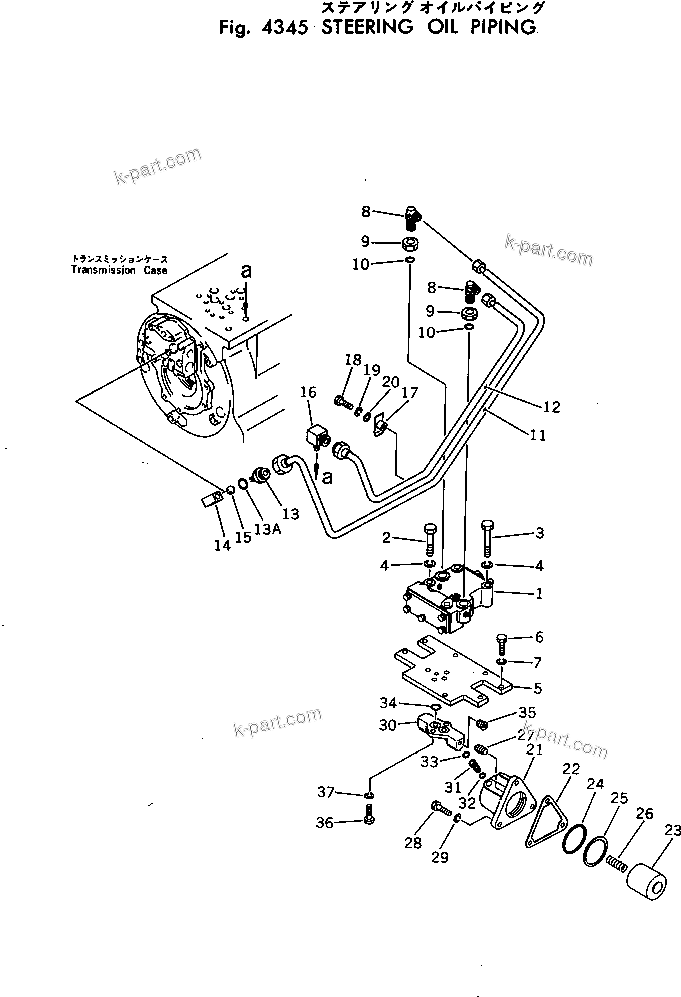 Komatsu parts book diagram for D31A-17 S/N 32001-UP: STEERING OIL PIPING