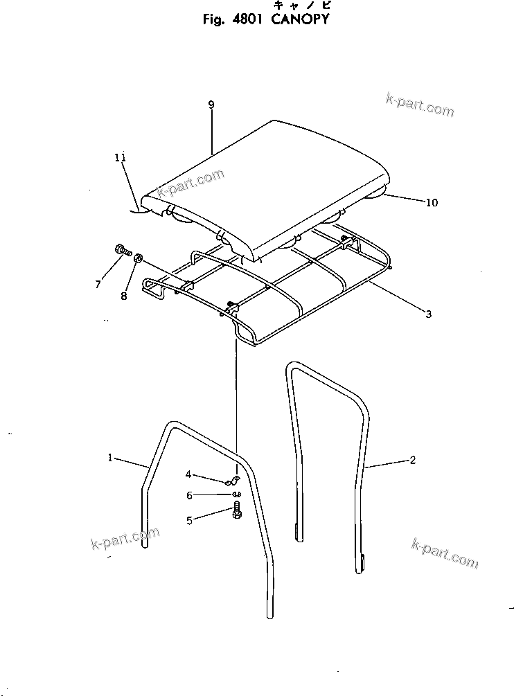 Komatsu parts book diagram for D31A-17 S/N 32001-UP: CANOPY