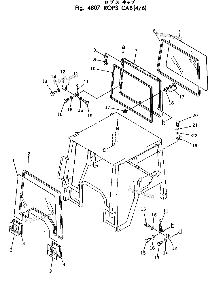 Komatsu parts book diagram for D31A-17 S/N 32001-UP: ROPS CAB (4/6)