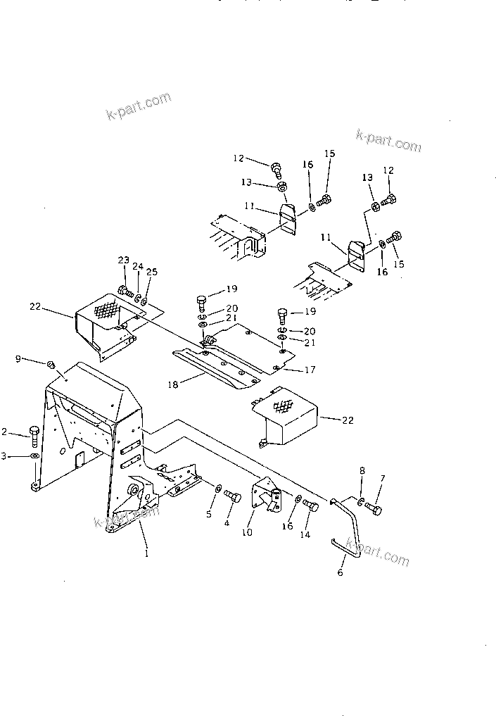 Komatsu parts book diagram for D31A-17 S/N 32001-UP: SIDE FRAME AND FLOOR PLATE (FOR DECELERATOR PEDAL)