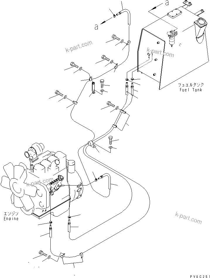 Komatsu parts book diagram for D31EX-21A-M S/N 50501-UP: FUEL LINE