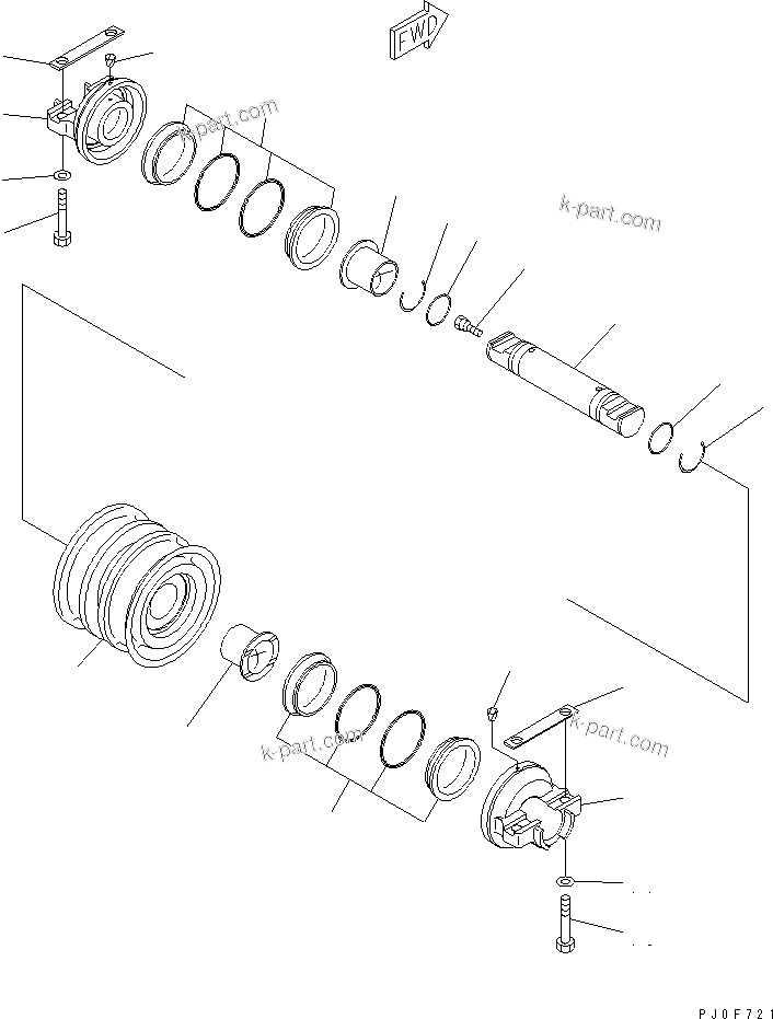Komatsu parts book diagram for D31EX-21A-M S/N 50501-UP: TRACK ROLLER (DOUBLE GROUSER) (FOR DOUBLE FLANGE)